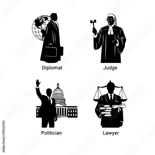 law and politics professionals vector illustration
