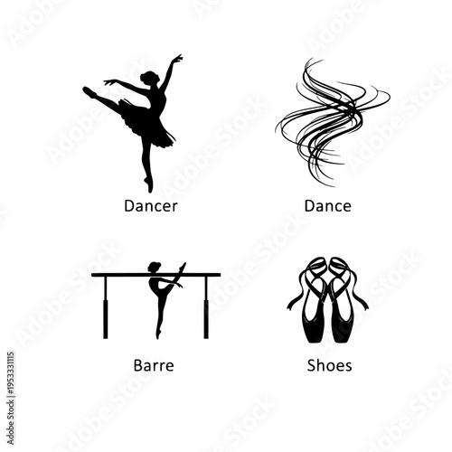 ballet dancer vector illustration with dance elements flat design
