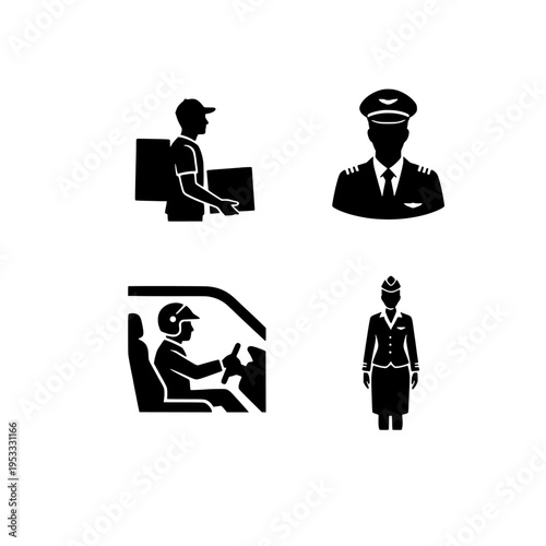 Transportation professionals vector illustration, flat design