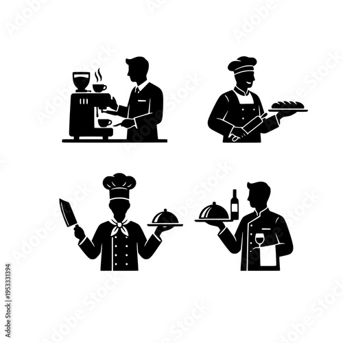 restaurant staff vector illustration, flat design