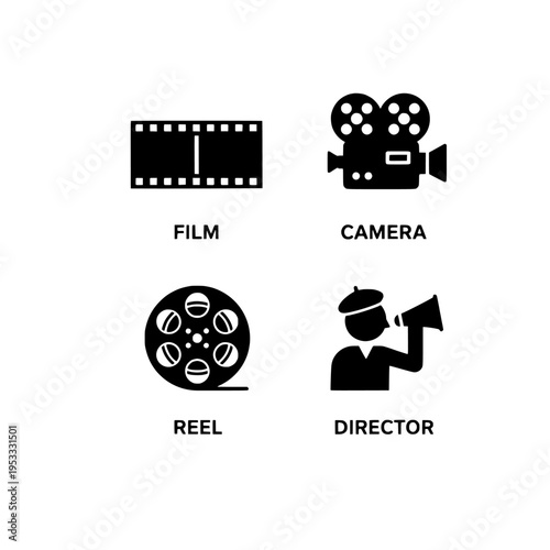 film production icons vector illustration