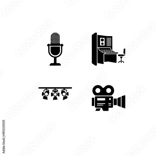 Broadcasting and filmmaking equipment vector illustration