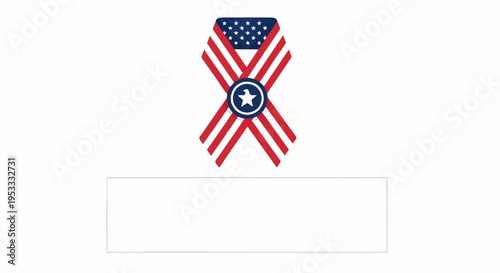 American flag ribbon badge with white star on blue circle red and white stripes patriotic symbol for freedom independence and national pride usa