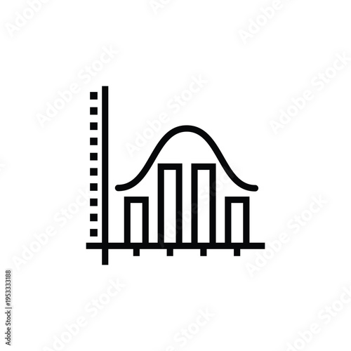 Bell Curve Distribution with Histogram Bars Illustration. web icons in line style. Editable stroke