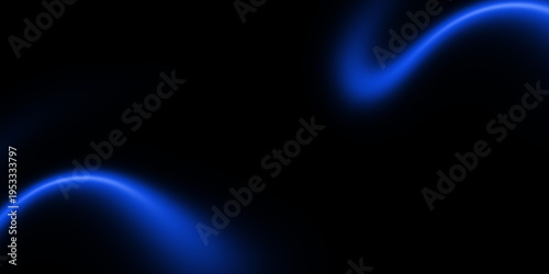 Abstract glowing blue neon wave light lines on black background futuristic vector pattern