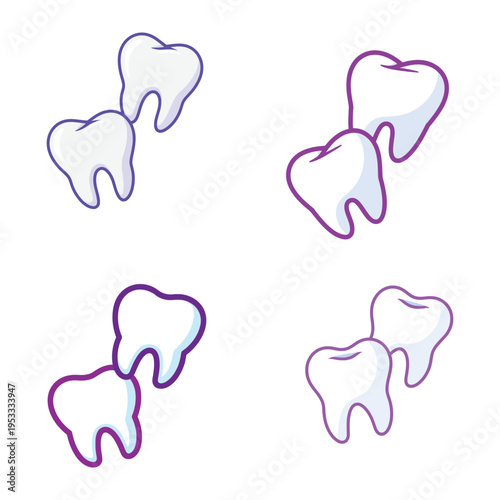 minimal tooth icon vector with purple gradient line art for dental care and orthodontic concept