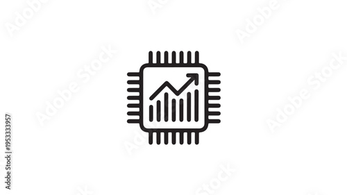 Microchip With Growing Graph And Arrow On White Background For Business Technology Concepts