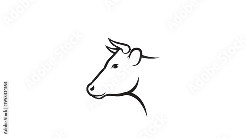 Simple Line Drawing of Cow Head 1.