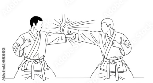 Martial arts training with two karate fighters.