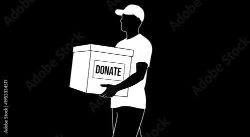 Man holding a donation box.