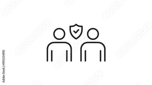 Two People Protected By Shield Icon For Security Concepts On White Background