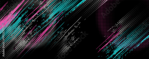 Abstract black and white background with spikes and zigzag line patternPrint
