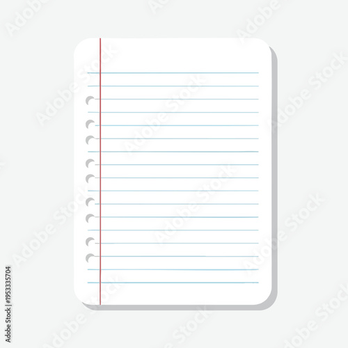 A blank, lined notepad page with a red margin line and punched holes