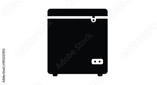 A black chest freezer icon with a simple flat silhouette