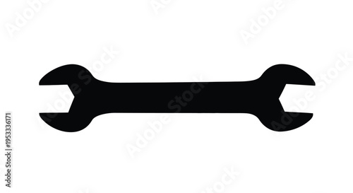 A stark black silhouette of an adjustable wrench tool