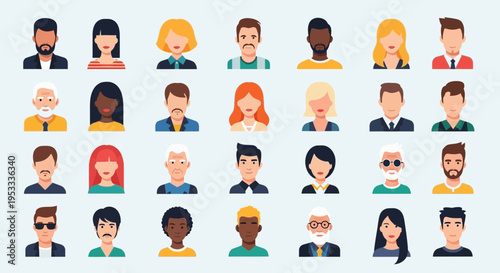 Diverse group of cartoon people illustrations.