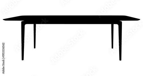 Modern Dining Table Silhouette on White Background Clean Design Minimalist