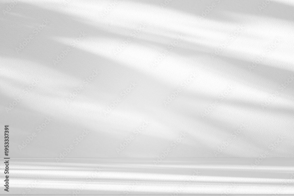 Fototapeta premium Wall interior background, studio and backdrops show products.with shadow from window color white and grey. background for text insertion and presentation product 