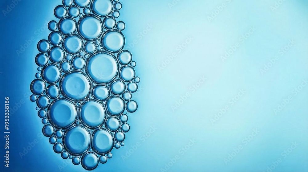 Fototapeta premium Blue bubble cluster on gradient background
