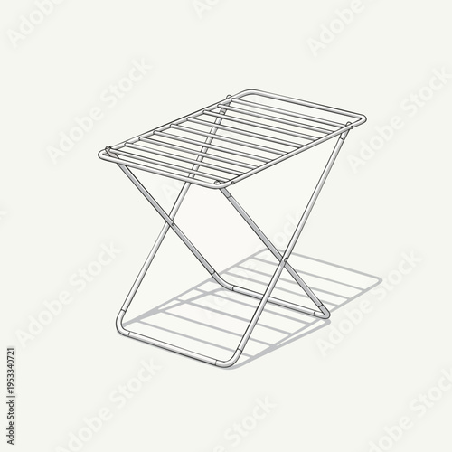 Wire drying rack with a folding design and shadow cast on a light background