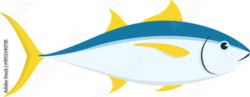 Yellowfin tuna fish vector illustration. World tuna day vector isolated