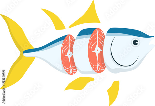 Sliced tuna fish steak vector. World tuna day vector isolated