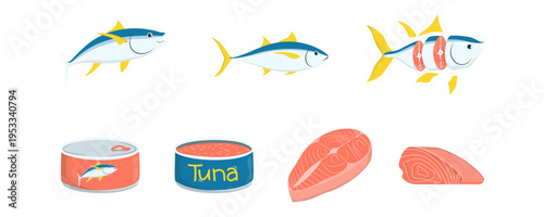 Tuna Fish Seafood Vector Illustration. World tuna day vector isolated