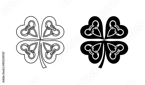Celtic heart knot clover icon four leaf luck symbol vector illustration
