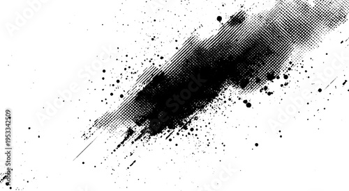 Black chalk pieces and powder flying, effect explode,  isolated on white