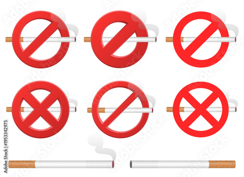 No smoking: Image featuring a collection of prohibiting smoking symbols.