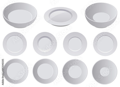 A clean, minimalist collection of bowls and plates for elegant dining.