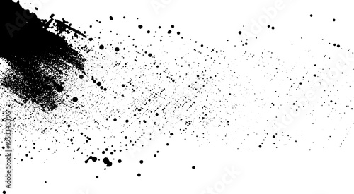 Black chalk pieces and dust flying, effect explode isolated on white, clipping path