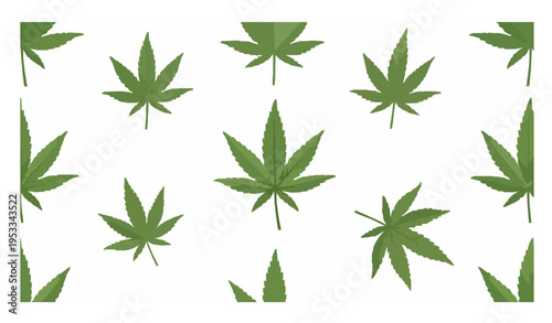 Green cannabis leaf pattern vector background with botanical marijuana leaves seamless style design