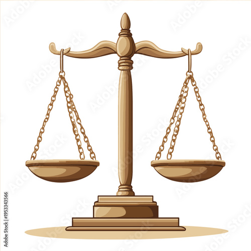 Justice scales courtroom, law, balance, light , vector style simple color