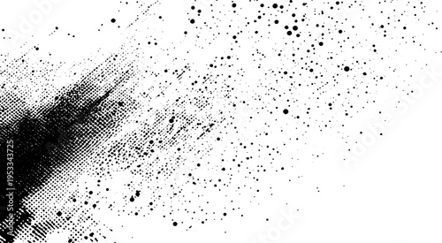 Black chalk pieces and dust flying, effect explode isolated on white, clipping path