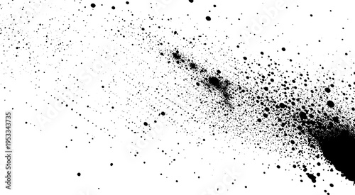 Black halftone powder explosion texture, dust charcoal isolated on white background. Vector eps10