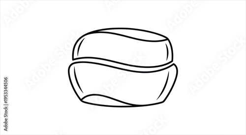 Minimalist Line Art Drawing of a Cosmetic Cream Jar.