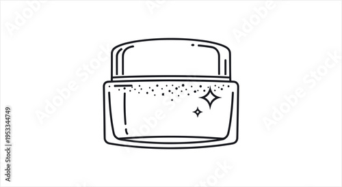 Minimalist Line Art Drawing of a Skincare Cream Jar.