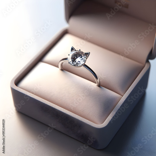 Cat diamond ring in a box