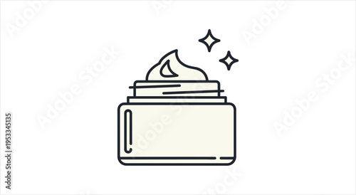 Minimalist Line Art Illustration of a Skincare Cream Jar.