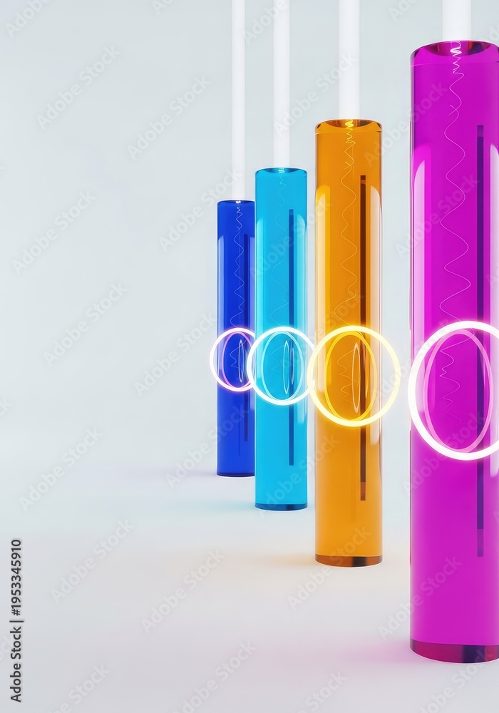 Obraz premium Abstract visualization of isolated communication silos creating a feedback loop, reinforcing limited perspectives in a sterile, blank environment, geometric, isolationism, limited perspective