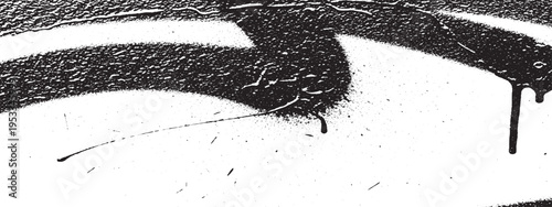 Black graffiti spray paint splash on white background, grunge texture, abstract urban art style, paint splatter