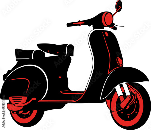 Vintage Style Scooter Illustration Side View.