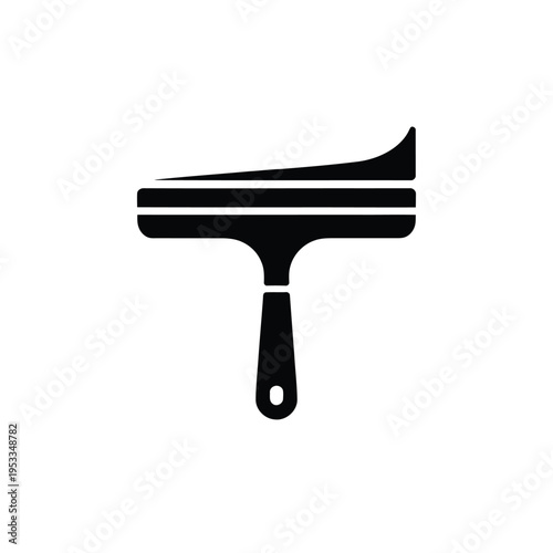 Simple black silhouette of a window squeegee with a handle and rubber blade