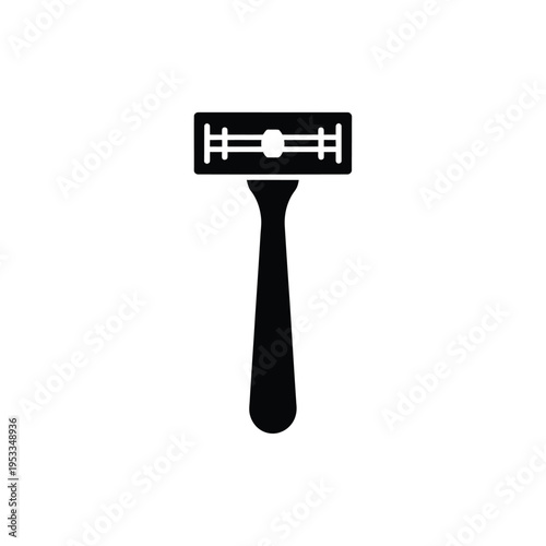 A simple black silhouette illustration of a disposable safety razor