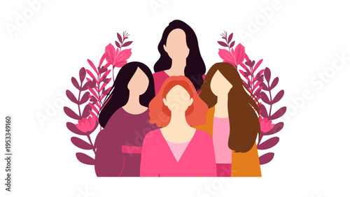 Diverse group of women standing together for International Women's Day concept