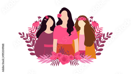 Diverse group of women standing together for International Women's Day concept