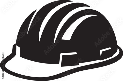 Simple black and white safety hard hat silhouette vector illustration
