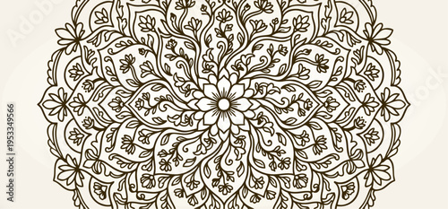 Intricate Floral Mandala Ornament with Detailed Petal Patterns