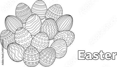 Easter eggs illustration for kids coloring book pages easter holiday fun